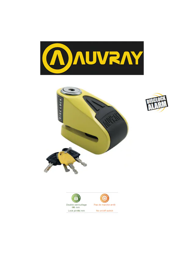 Auvray%20B-Lock%2006%20Alarmlı%20Disk%20Kilidi%206%20Mm%20120Db%20Sarı-Siyah