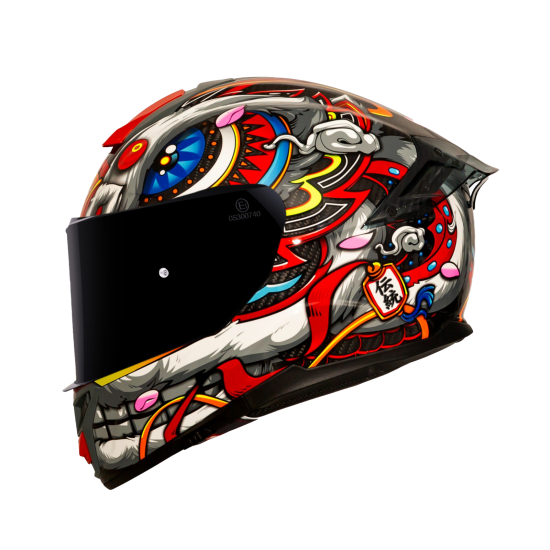 Sway 861 Lıon Red Blue Double Visor Full Face Kask