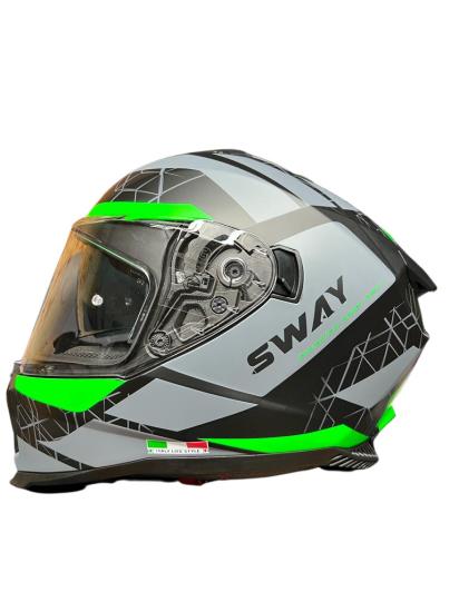 Sway 865 Evoque Black Grey Green Full Face Kask