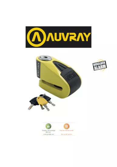 Auvray B-Lock 06 Alarmlı Disk Kilidi 6 Mm 120Db Sarı-Siyah